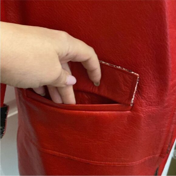 Chanel Red Leather Women's Jacket, S - Picture 4 of 12